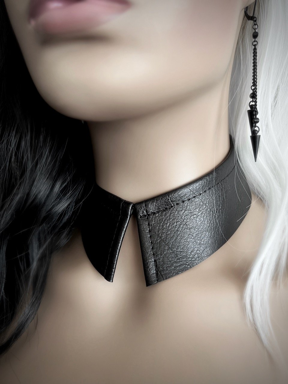 Detached Black Vegan Leather Shirt Collar Choker Necklace — Our Widow